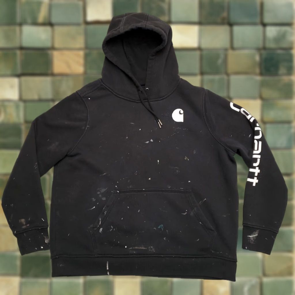 Carhartt Carhartt Hoodie Womens XL Black Paint Relaxed Hooded Work Pullover Sweatshirt Size XL / US 12-14 / IT 48-50 - 1 Thumbnail