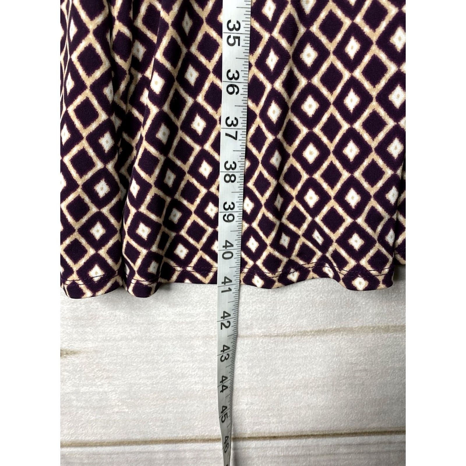Vintage Jessica Howard Dress 16 Purple Geometric Print Stretch Knit Midi Cap Sleeve Zip Dress Size XXL / US 16-18 / IT 52-54 - 5 Thumbnail