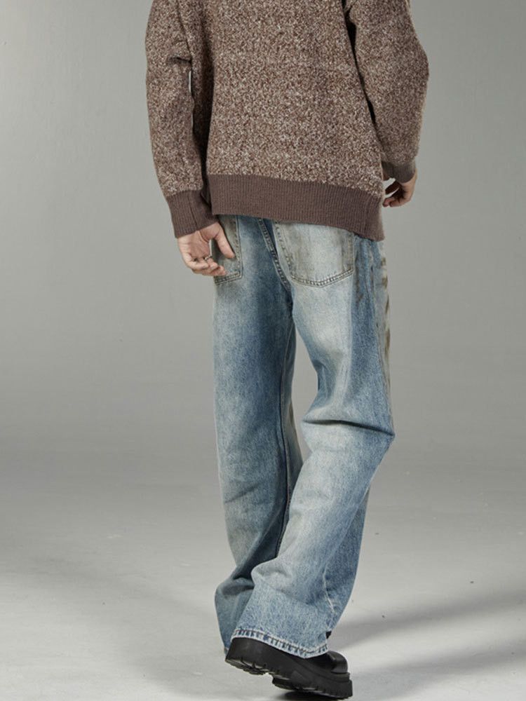 Japanese Brand × Jean Retro distressed loose high street versatile straight jeans Size US 32 / EU 48 - 4 Thumbnail