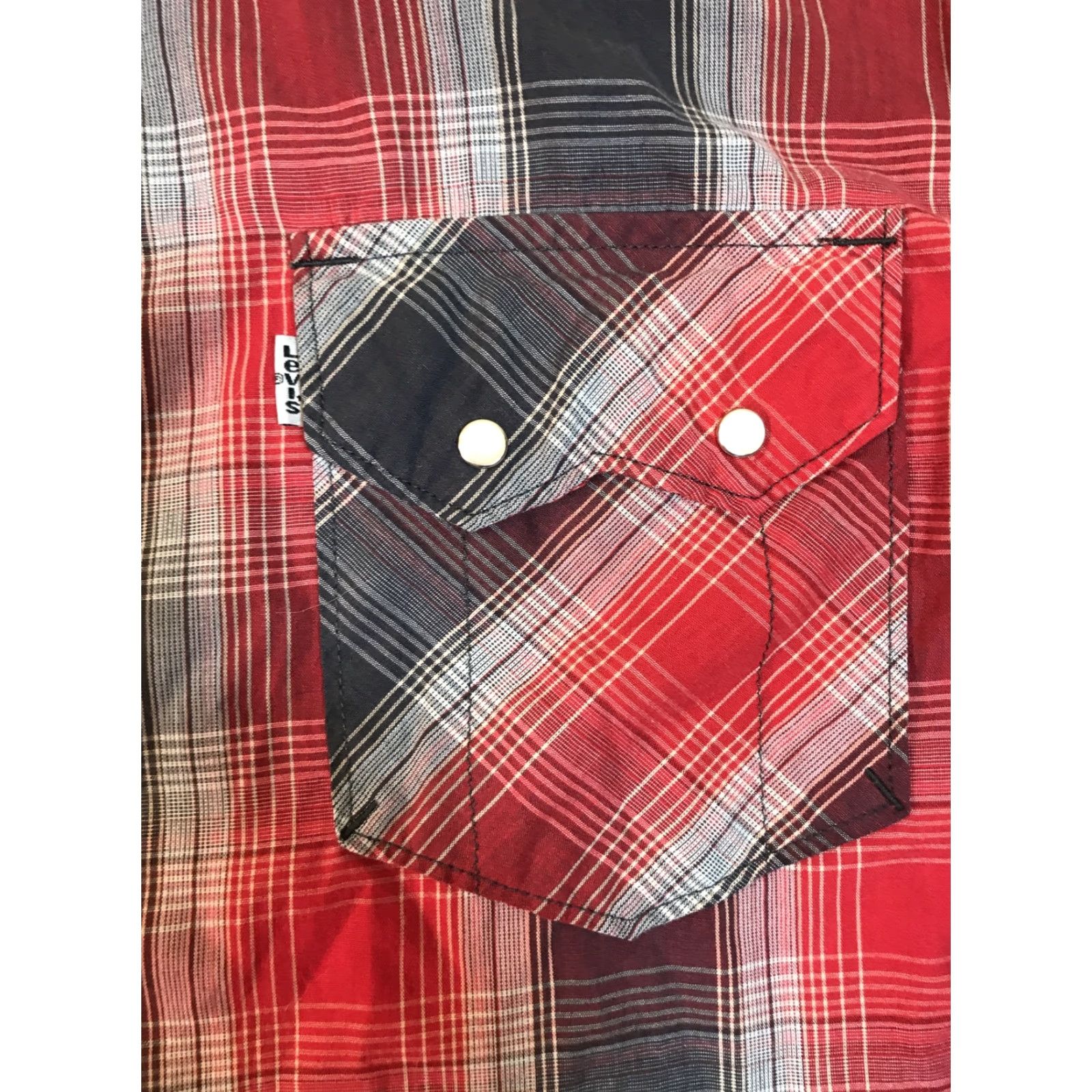 Levi's Levi's Men Button-Up Shirt Red Gray Striped Flannel Long Sleeve Sz Large 70s Western Size US L / EU 52-54 / 3 - 3 Thumbnail