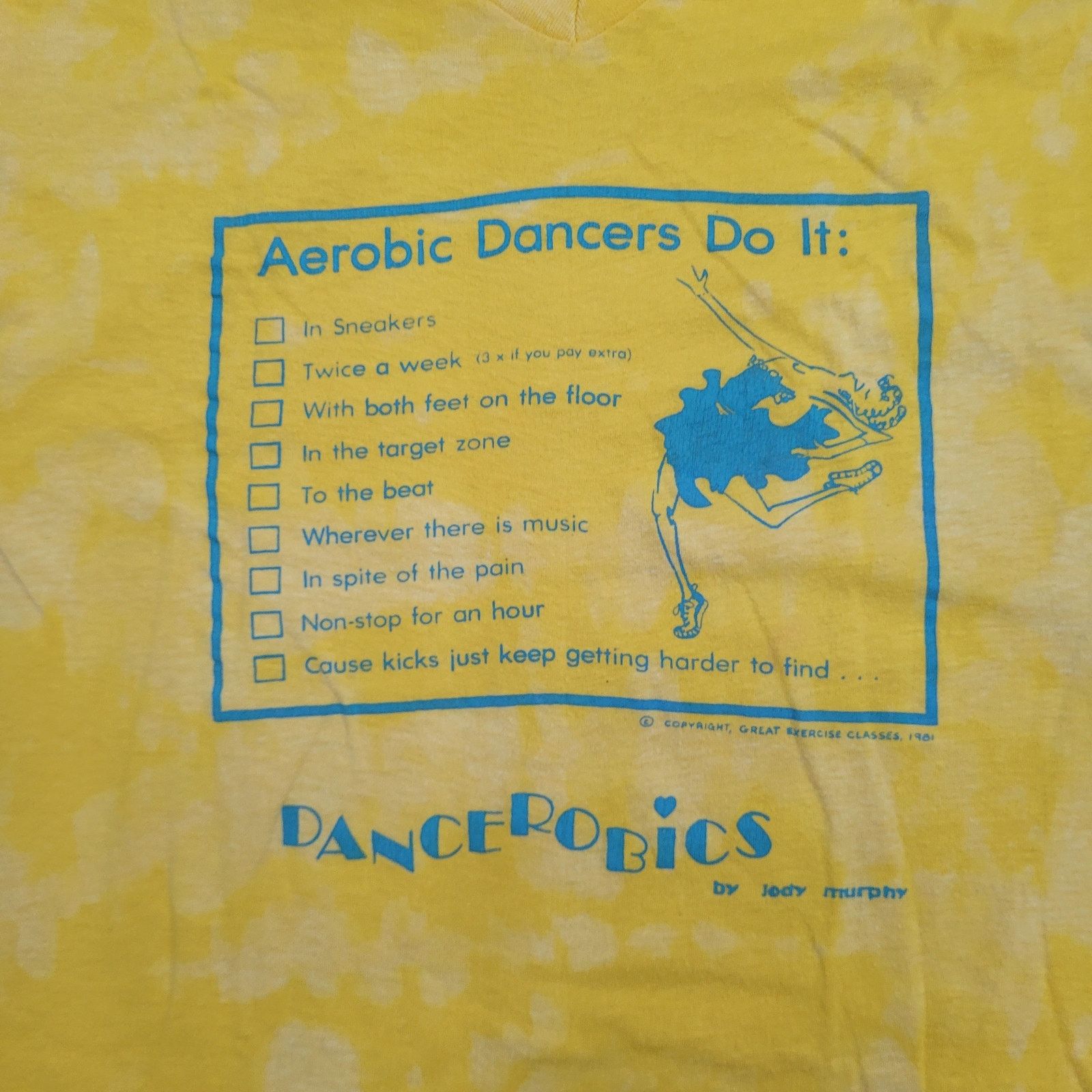 Vintage VTG 1981 Funny Dancerobics Aerobics T-Shirt Dress Womens S Size M / US 6-8 / IT 42-44 - 3 Thumbnail