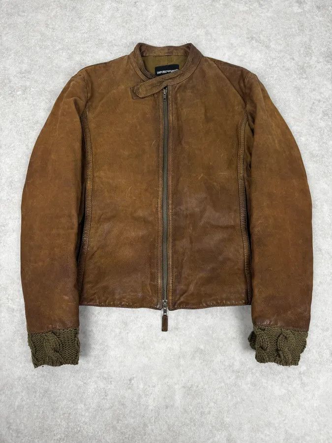 Emporio Armani AW2009 Emporio Armani Brown Leather Biker Jacket Size US M / EU 48-50 / 2 - 1 Thumbnail
