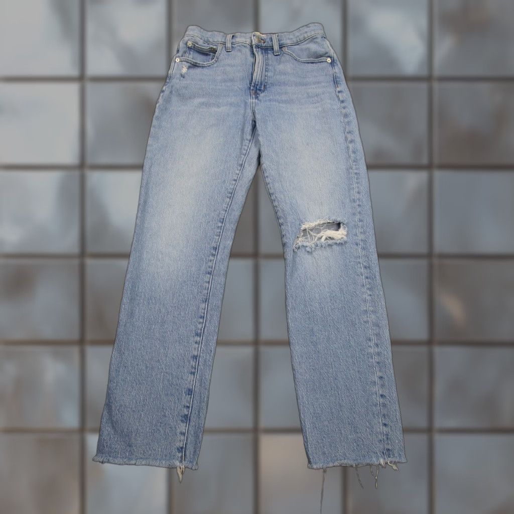 Madewell VINTAGE Madewell The Perfect Vintage Jean Mommy Jeans Womens 27 Blue Distressed Raw Hem Jeans Women 27 Size 27" / US 4 / IT 40 - 1 Thumbnail