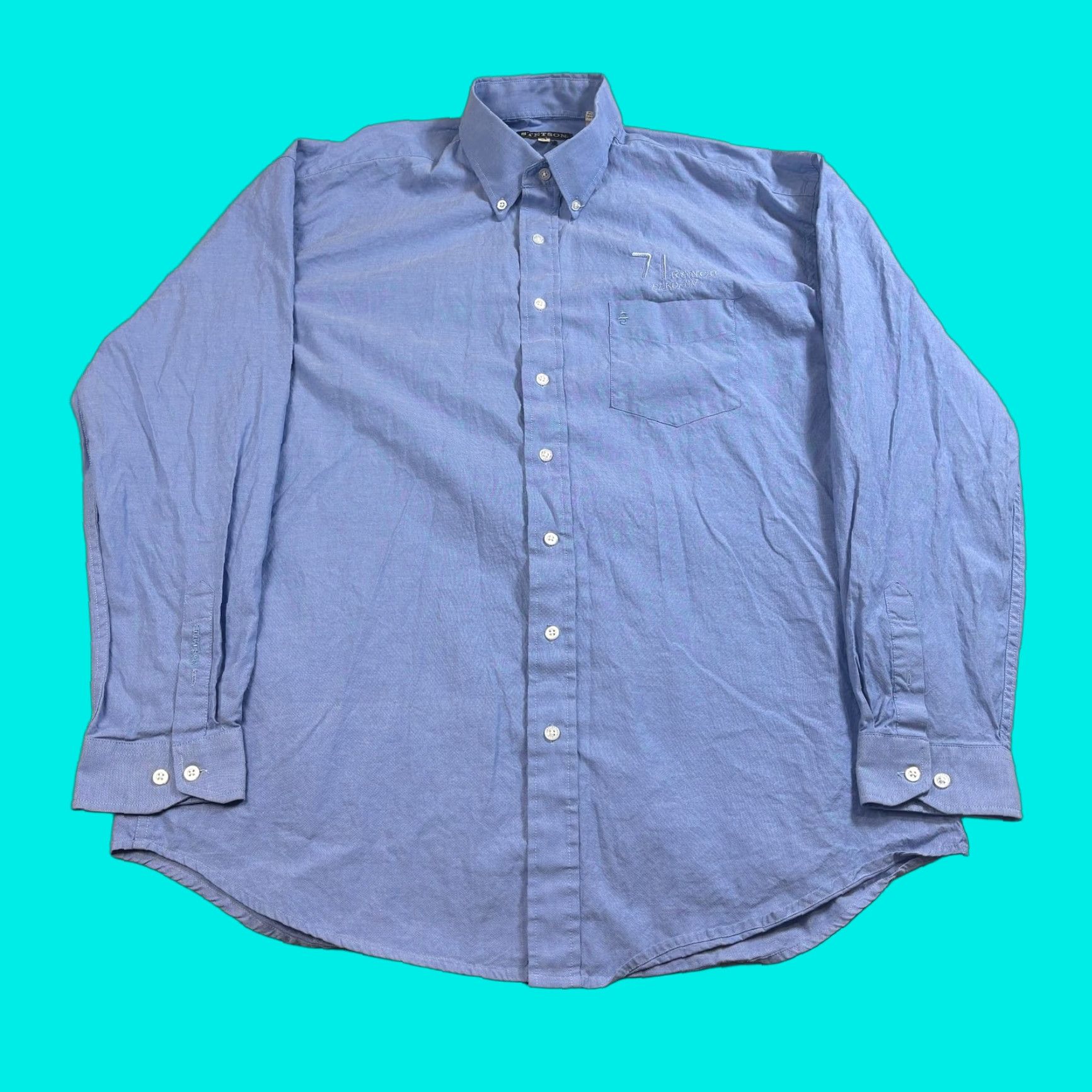 Stetson Stetson Shirt Mens Large Blue Button-Down Western Ranch Elko NV 7L Embroidered Logo Size US L / EU 52-54 / 3 - 1 Thumbnail
