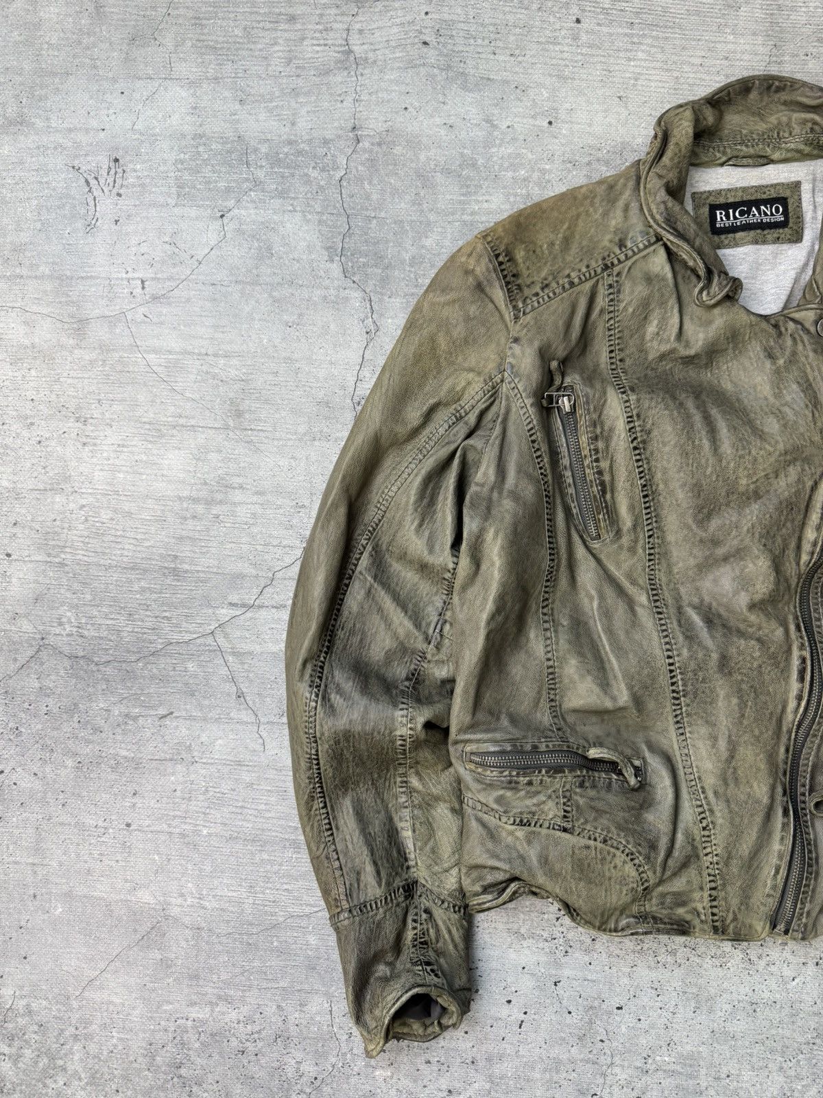 Genuine Leather Y2K Asymmetrical zip Leather jacket Rick Owens VTG STYLE Size XL / US 12-14 / IT 48-50 - 4 Thumbnail