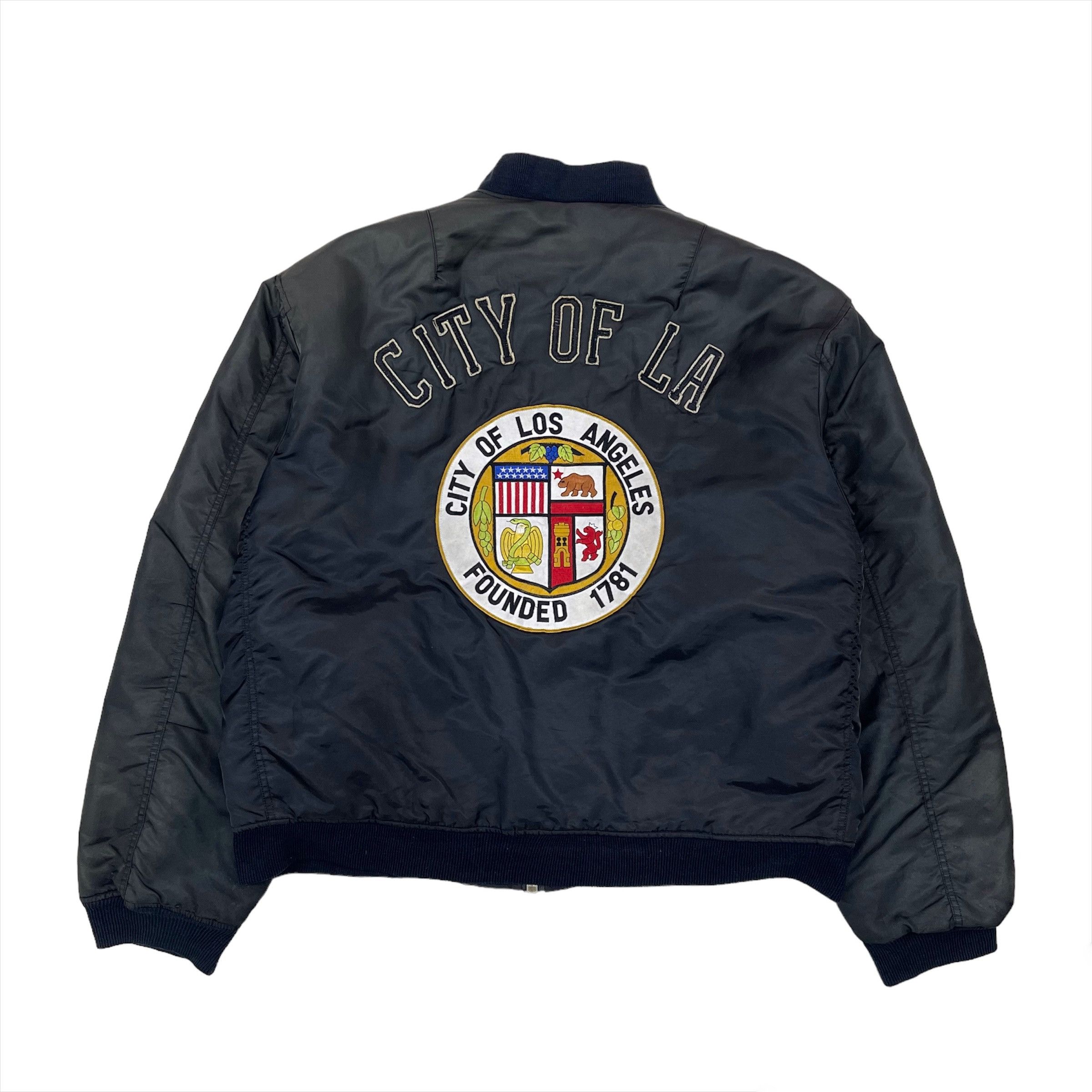 image of Bomber Jacket x Military City Of La By Hal Industries Inc Flight Jacket Type Ma-1 in Black (Size 2X