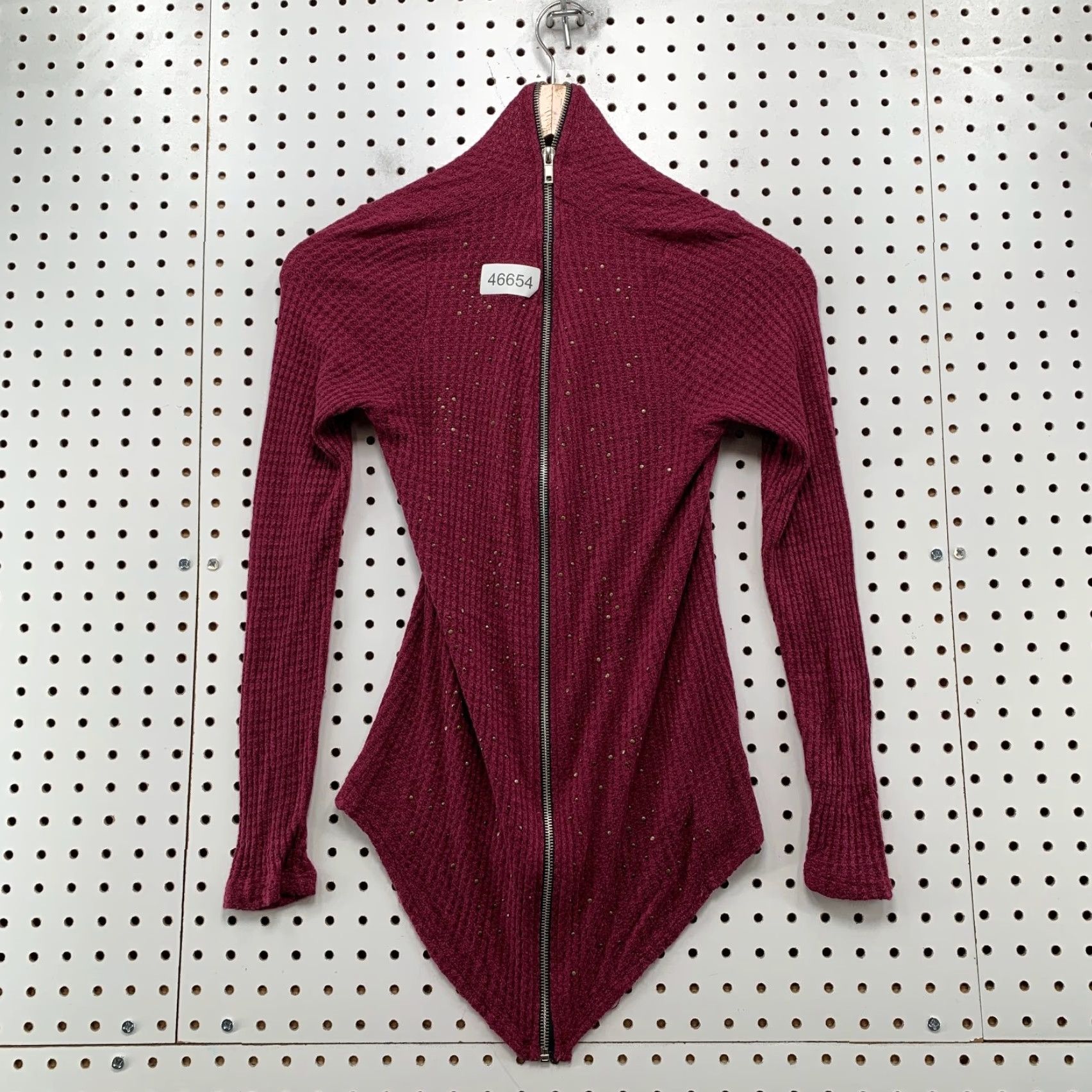 Vintage VINTAGE Vocal Thermal Zip Top Jacket Womens M Embellished Red USA Wool/Waffle Knit - 90s? Size M / US 6-8 / IT 42-44 - 4 Thumbnail