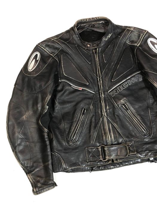 Japanese Brand Richa Vintage Rare Leather Moto Racing Jacket Black ...