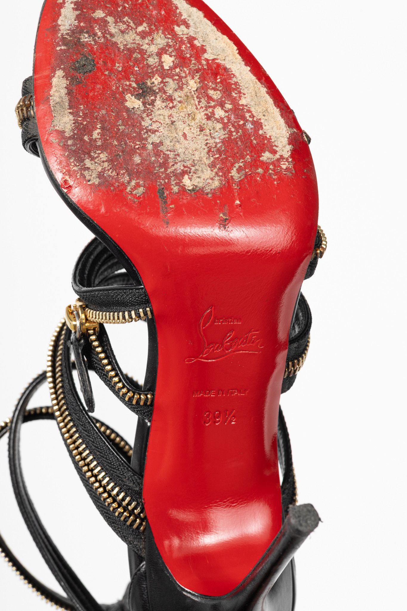 Christian Louboutin Christian Louboutin Unzip 100 Black & Gold Kid Leather Booty Size US 9 / IT 39 - 5 Thumbnail