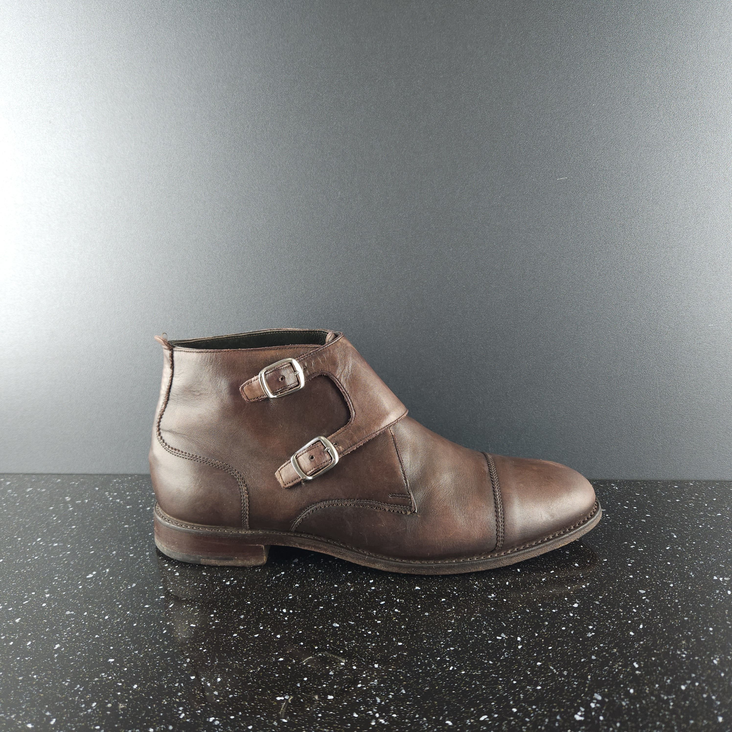 image of Joseph Cheaney Brown Leather Double Buckle Boots, Men's (Size 9)