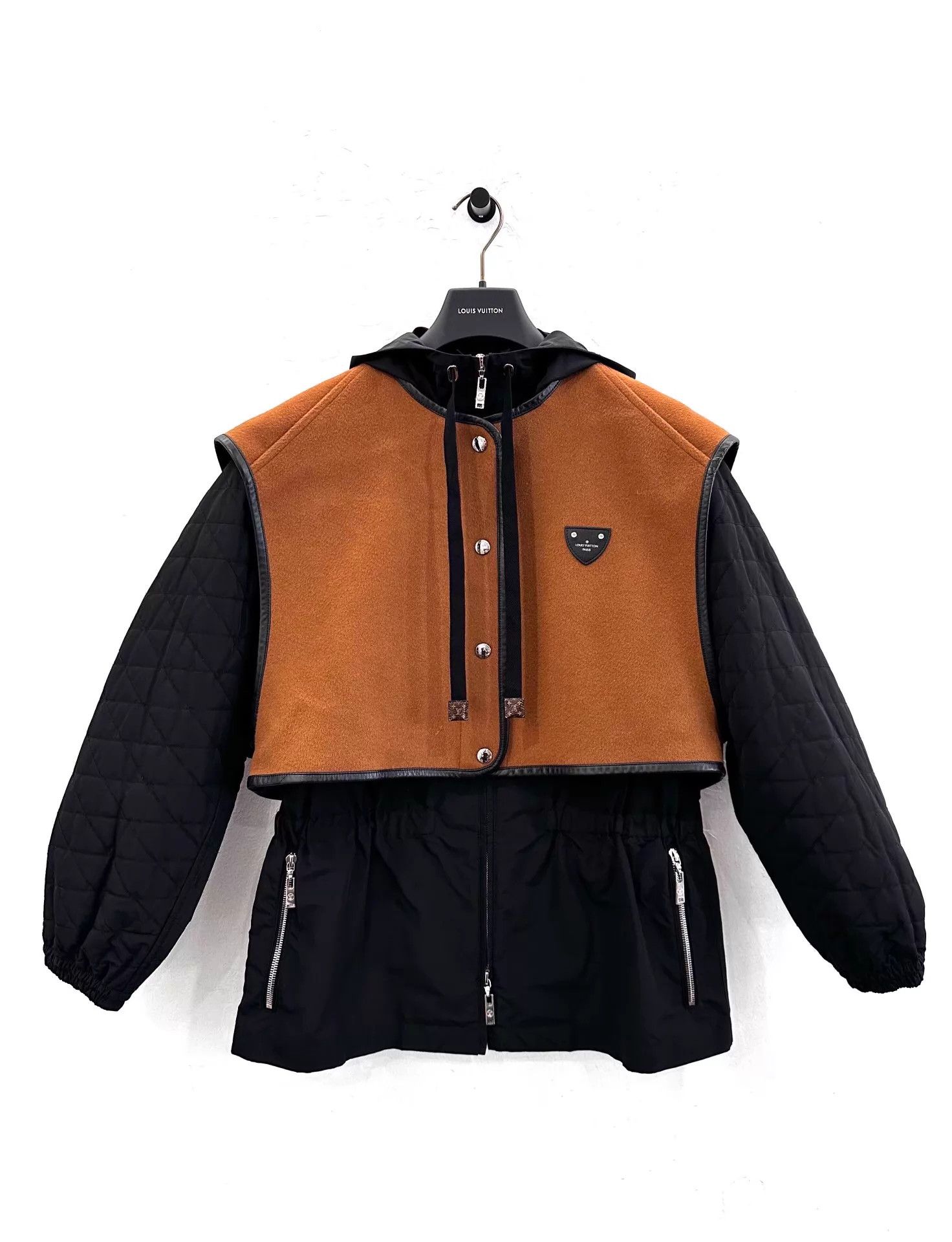 Louis Vuitton LV brown & black monogram logo zip vest & jacket women's Size S / US 4 / IT 40 - 1 Thumbnail