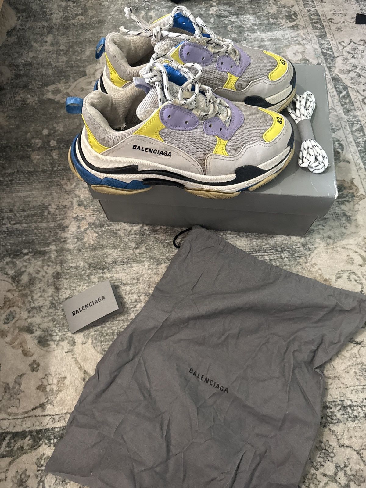 Balenciaga Balenciaga Triple S Purple Blue Yellow Size US 8 / EU 41 - 1 Thumbnail