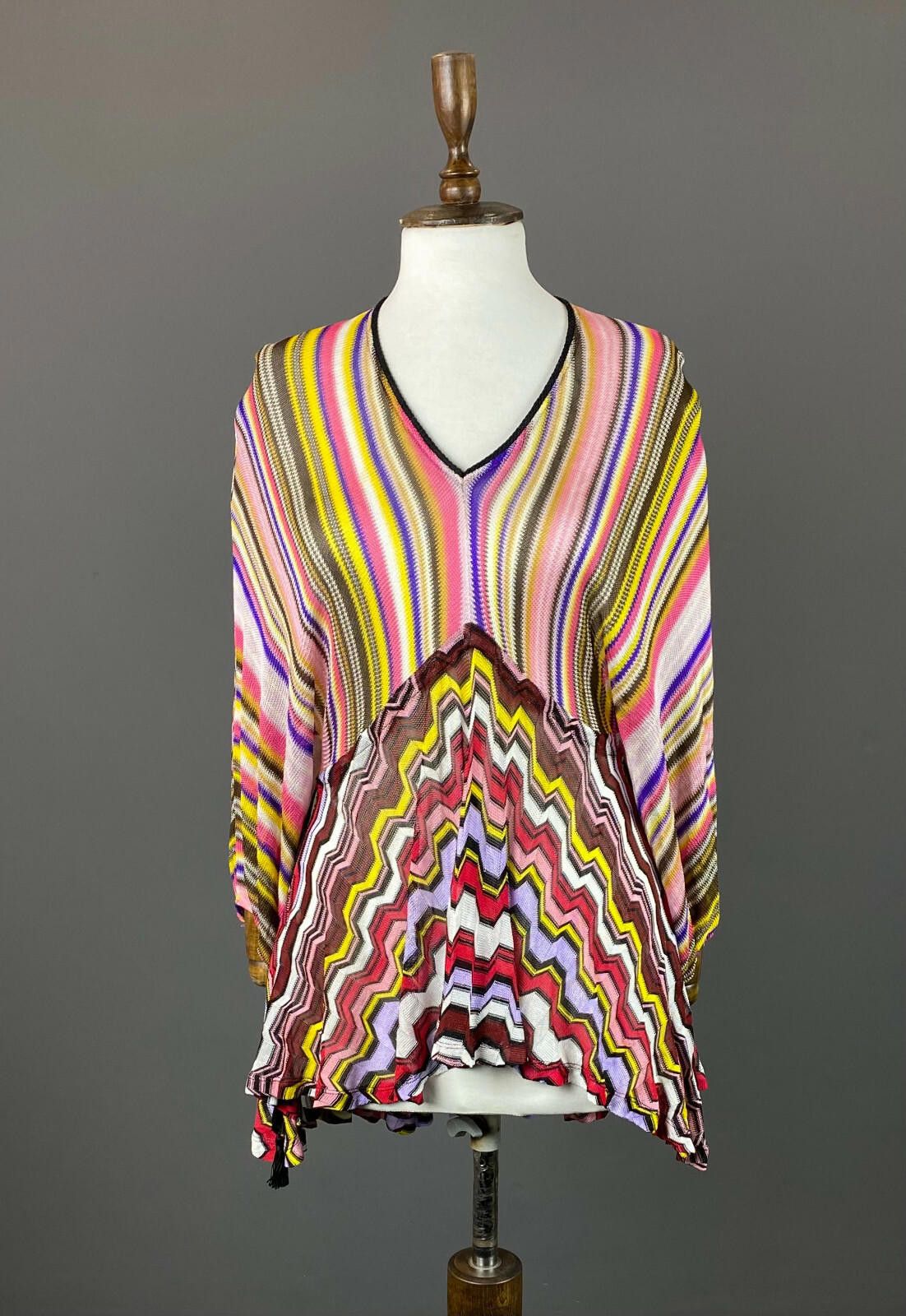 Pink Floyd Pinko Multicolor Stripe Viscose Mesh Sweater Blouse Size XS Size XS / US 0-2 / IT 36-38 - 1 Thumbnail