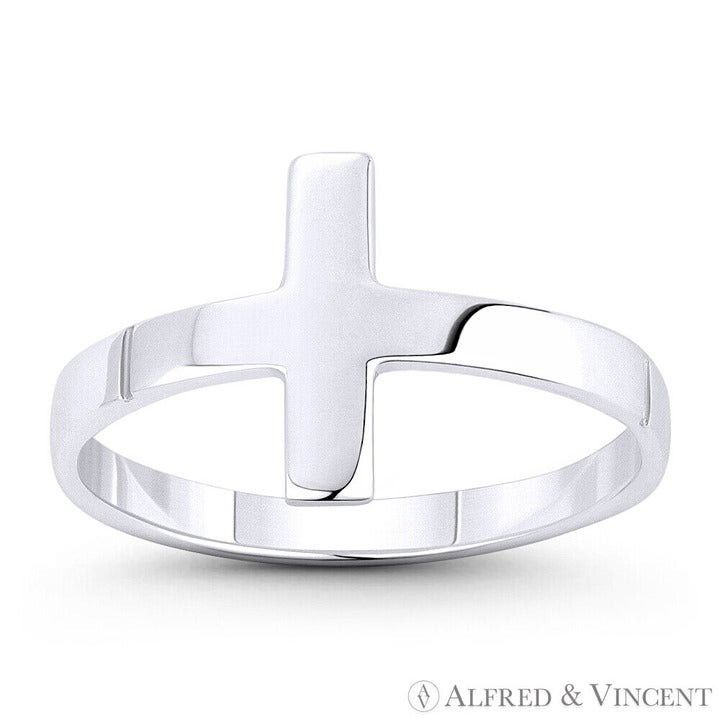 Other Sideways Latin Cross Charm Ring in .925 Sterling Silver Size ONE SIZE - 1 Preview