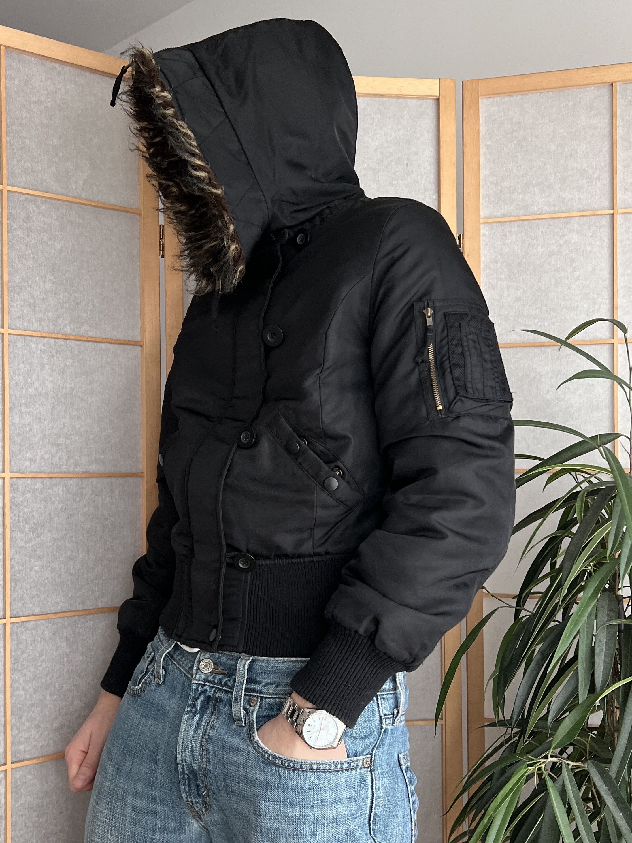 If Six Was Nine Avant garde vintage faux fur bomber jacket hood cropped punk Size M / US 6-8 / IT 42-44 - 4 Thumbnail