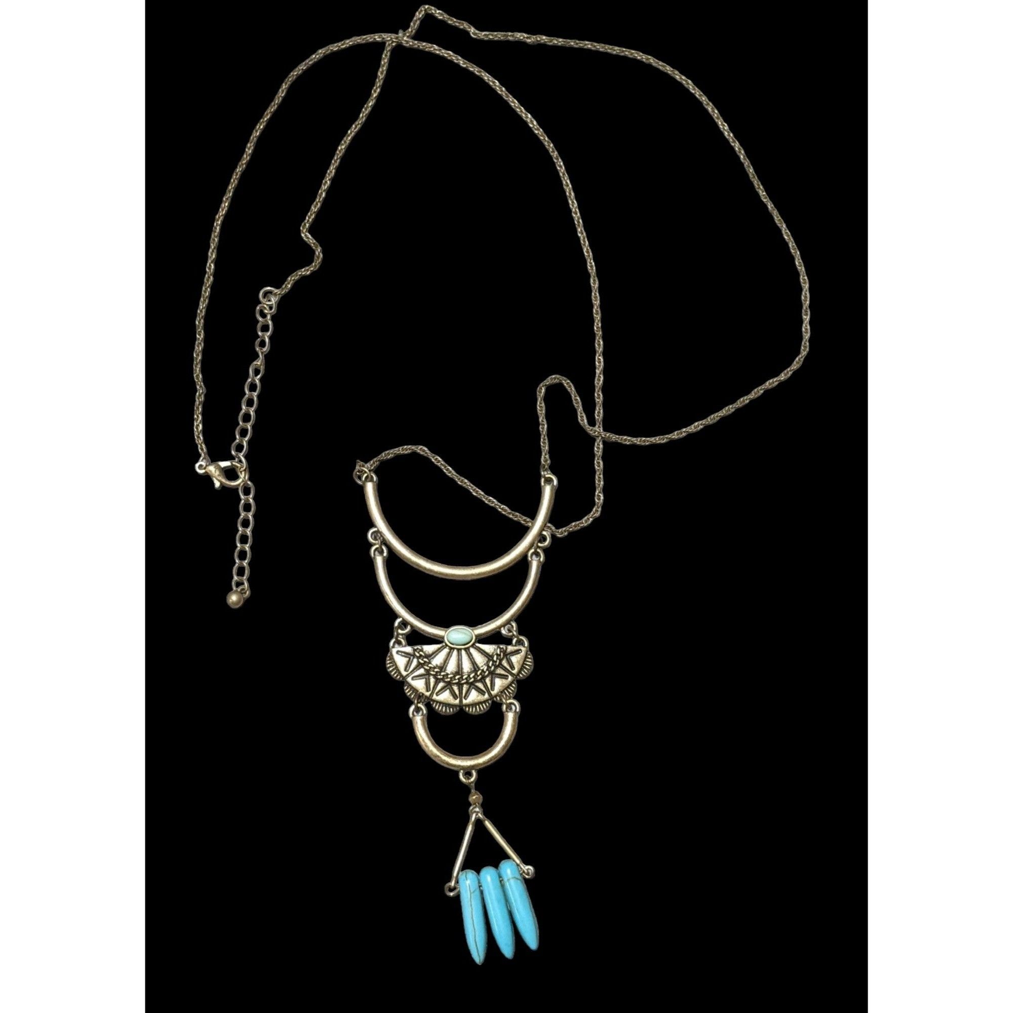 Other Southwestern Turquoise And Gold Pendant Necklace Size ONE SIZE - 1 Thumbnail