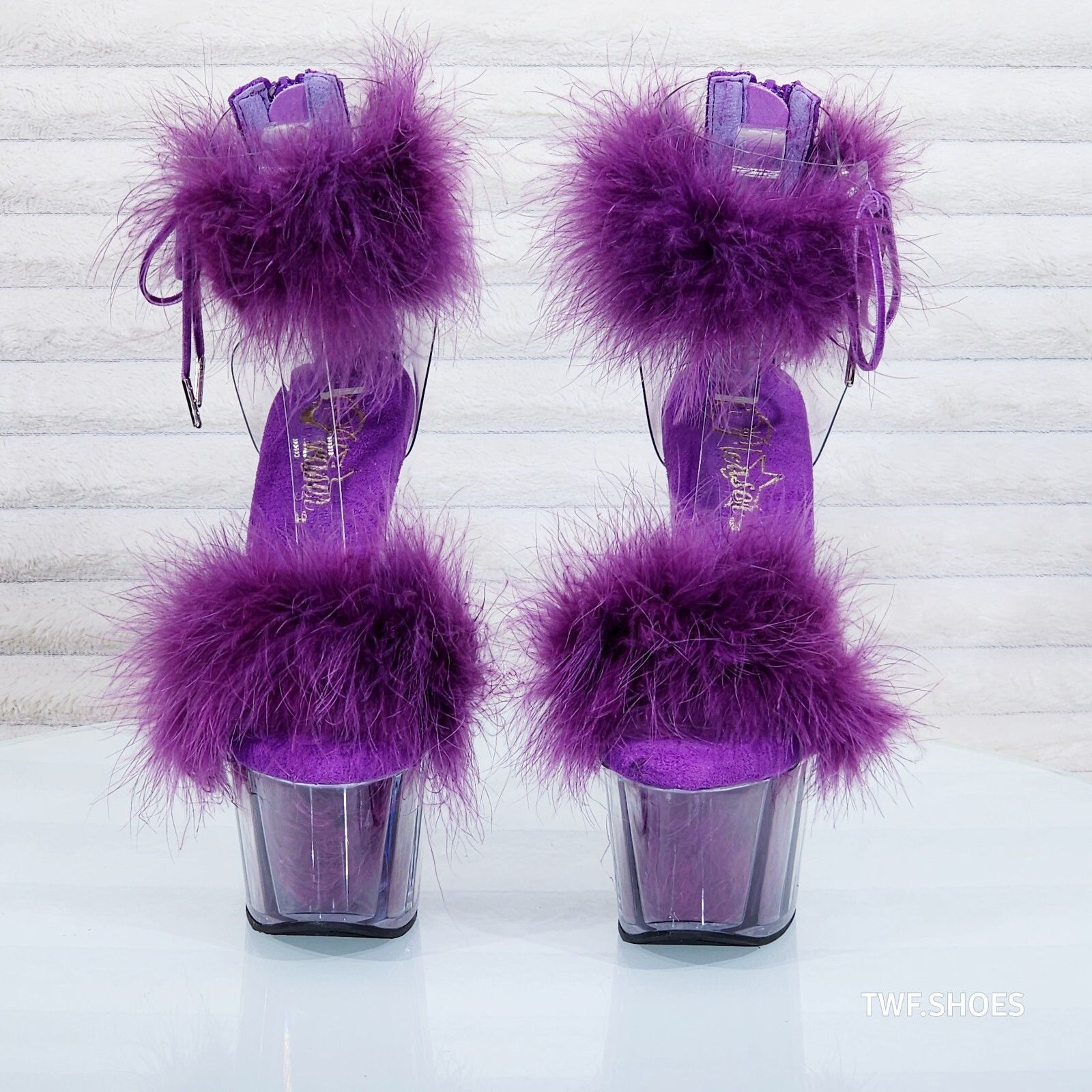 Other Adore 724 Passion Purple Marabou Platform Shoes Sandals 7" H Size US 7 / IT 37 - 5 Thumbnail