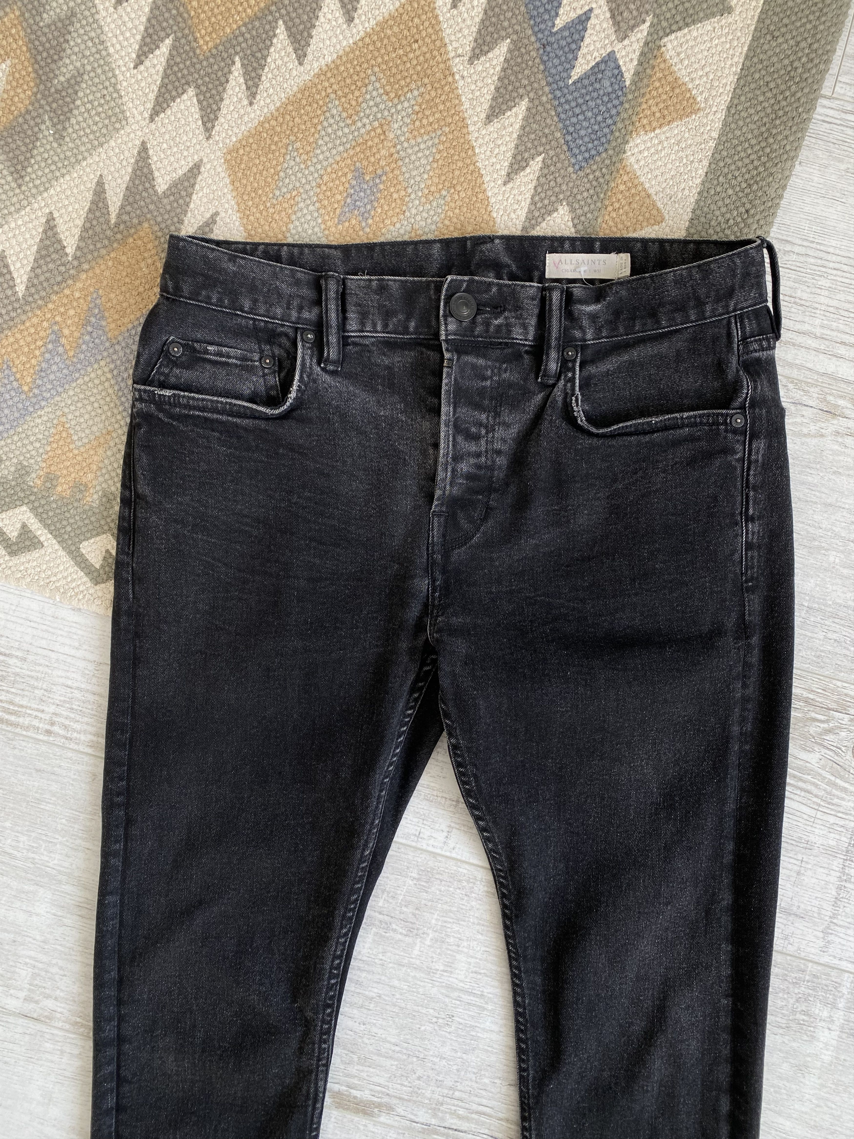 Allsaints Allsaints Cotton Black Washed Slim Denim Jeans Pants Size US 31 - 3 Thumbnail