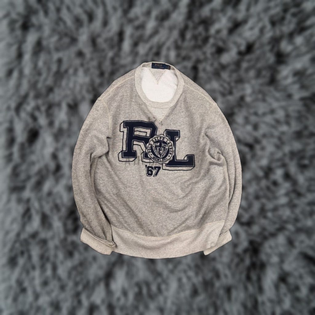 Polo Ralph Lauren Polo Ralph Lauren athletic division Varsity Logo Military Sweatshirt Shirt Mens L Gray 90s City Classic Logo Polo Sweatshirt Size US L / EU 52-54 / 3 - 1 Thumbnail