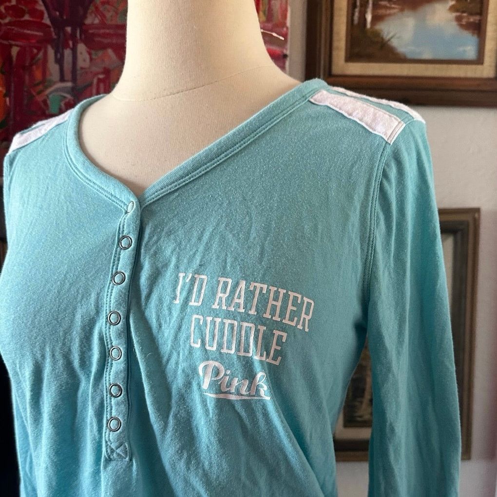 Other PINK id rather cuddle blue long sleeve shirt Size ONE SIZE - 2 Thumbnail