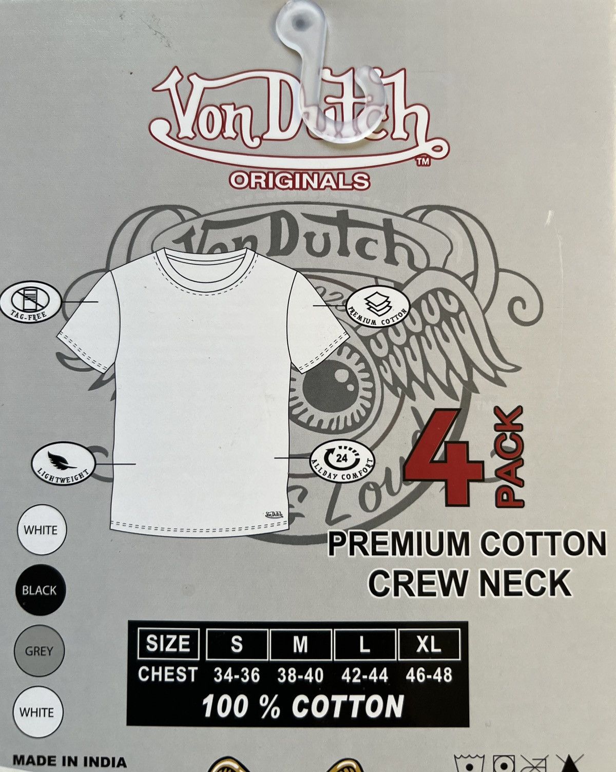 Von Dutch Von Dutch 4 Pack Premium Cotton Crew Neck Tee Medium Size US M / EU 48-50 / 2 - 6 Thumbnail