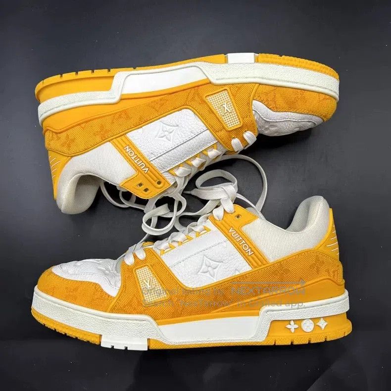 Louis Vuitton Louis Vuitton Yellow denim trainer shoes Size US 7.5 / EU 40-41 - 5 Thumbnail