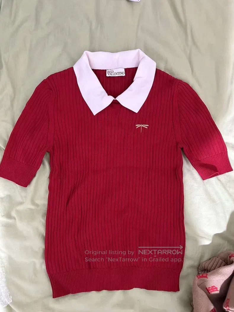 Valentino Valentino Knitted T-shirt Size L / US 10 / IT 46 - 1 Thumbnail