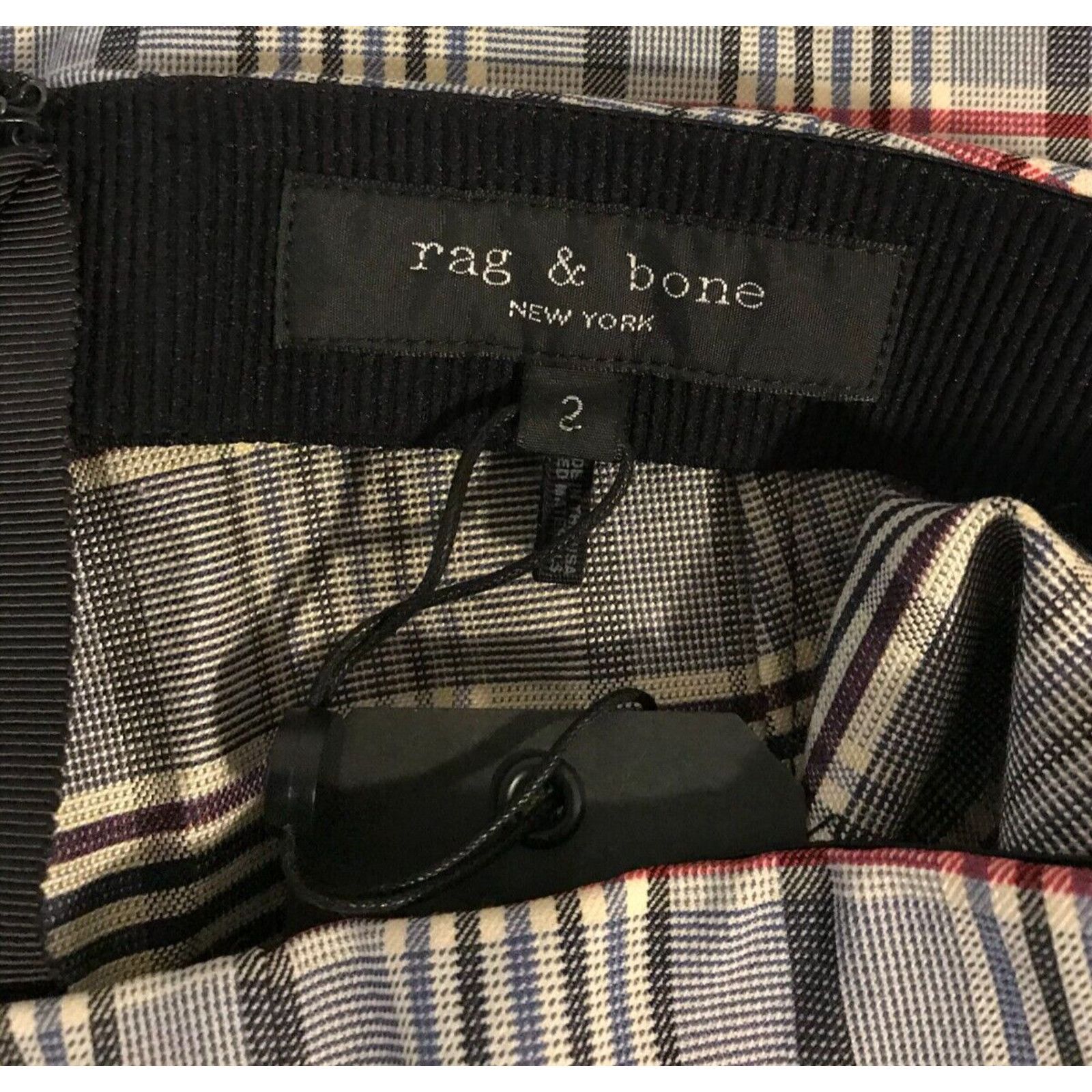 Rag & Bone RAG & BONE Simone Checked Skinny Blue Multi Pants - 2 - NWT Size 26" / US 2 / IT 38 - 3 Thumbnail
