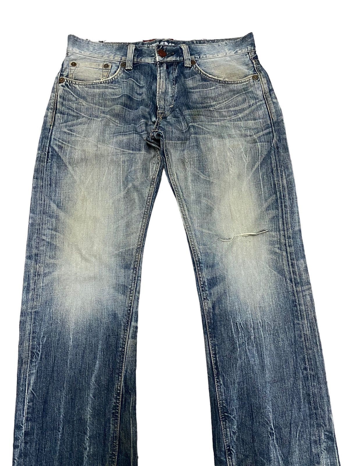 Edwin Vintage Edwin 503 blue trip flare distressed jeans Size US 35 - 3 Thumbnail