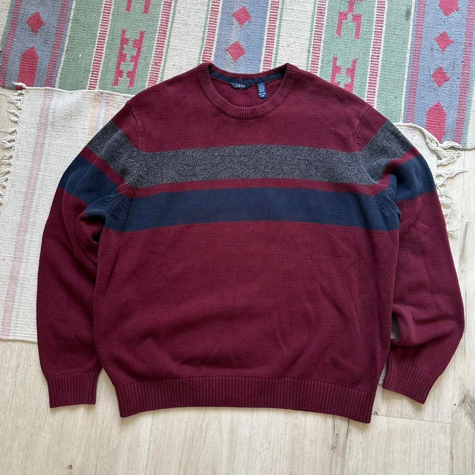 Vintage Vintage Y2K Navy Red baggy oversized Raw Knit Skater Sweater Size US XXL / EU 58 / 5 - 4 Thumbnail