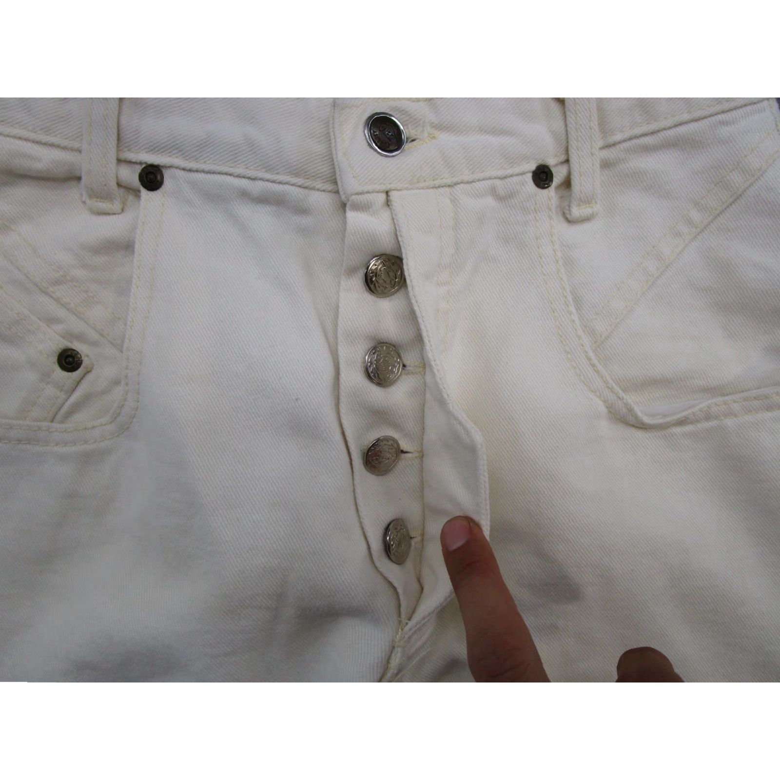 Vintage VINTAGE ZENA Jeans 90s High Rise Button Fly White Denim Mom Style Size 9 Womens Size 30" / US 8 / IT 44 - 4 Thumbnail