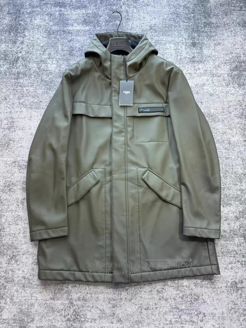 Fendi Fendi Olive Green Eco-Leather Coat Size US M / EU 48-50 / 2 - 1 Thumbnail