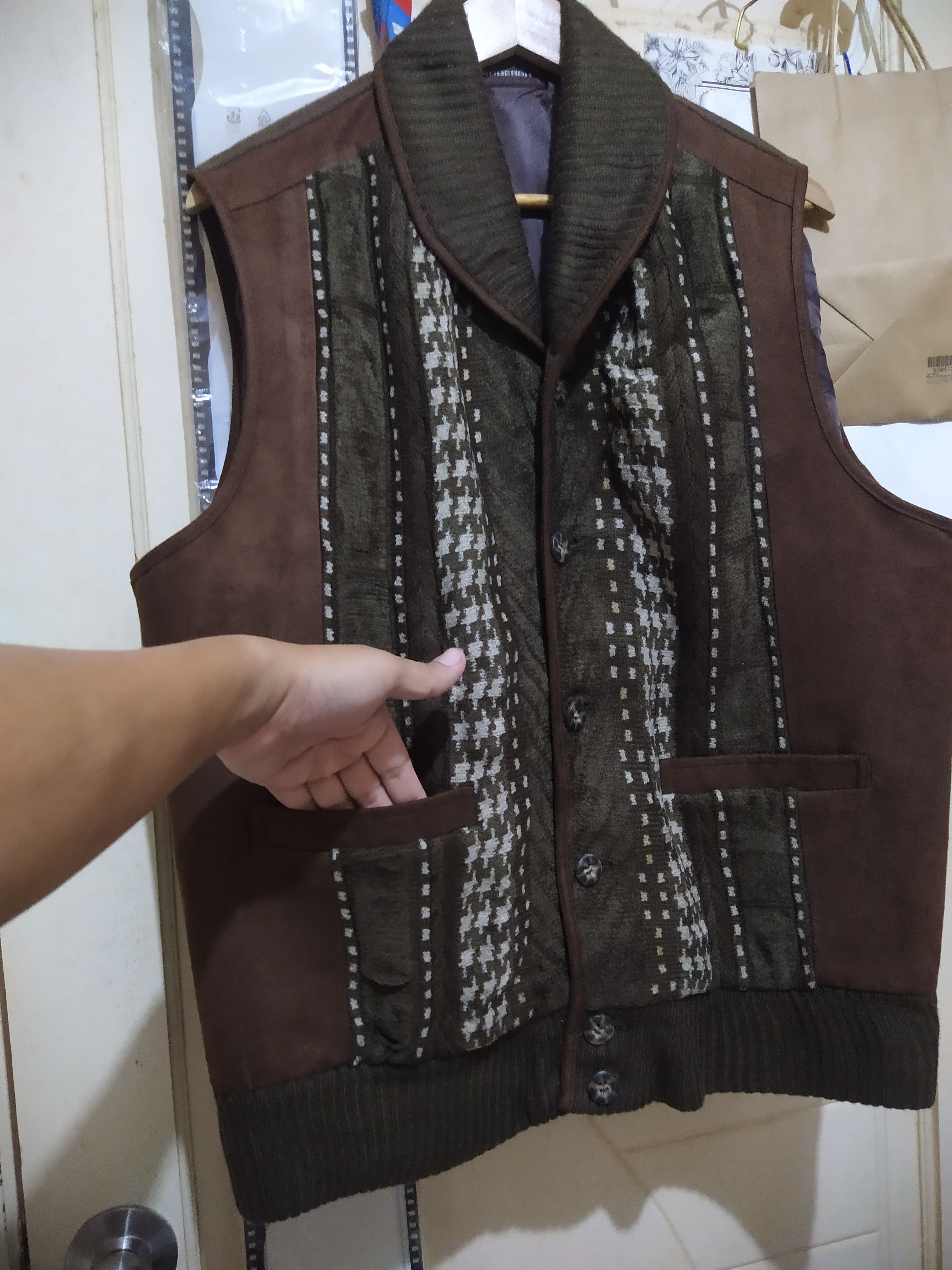 Lindbergh LINDBERGH Shawl Collar Sweater Vest with Patterned Panel Size US L / EU 52-54 / 3 - 4 Thumbnail