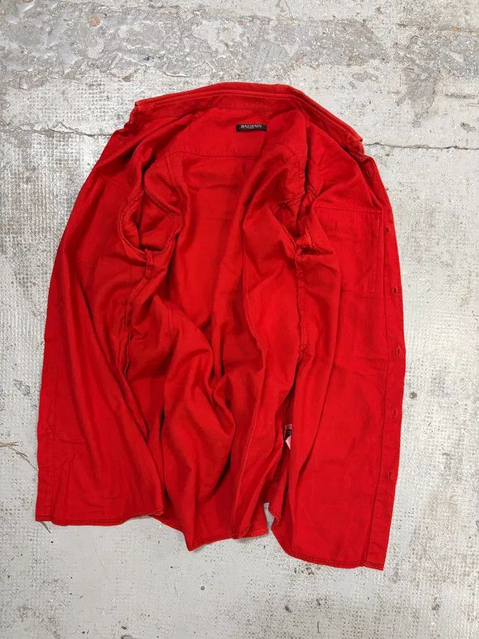 Balmain Balmain Red Corduroy Cargo Shirt Size US S / EU 44-46 / 1 - 7 Thumbnail