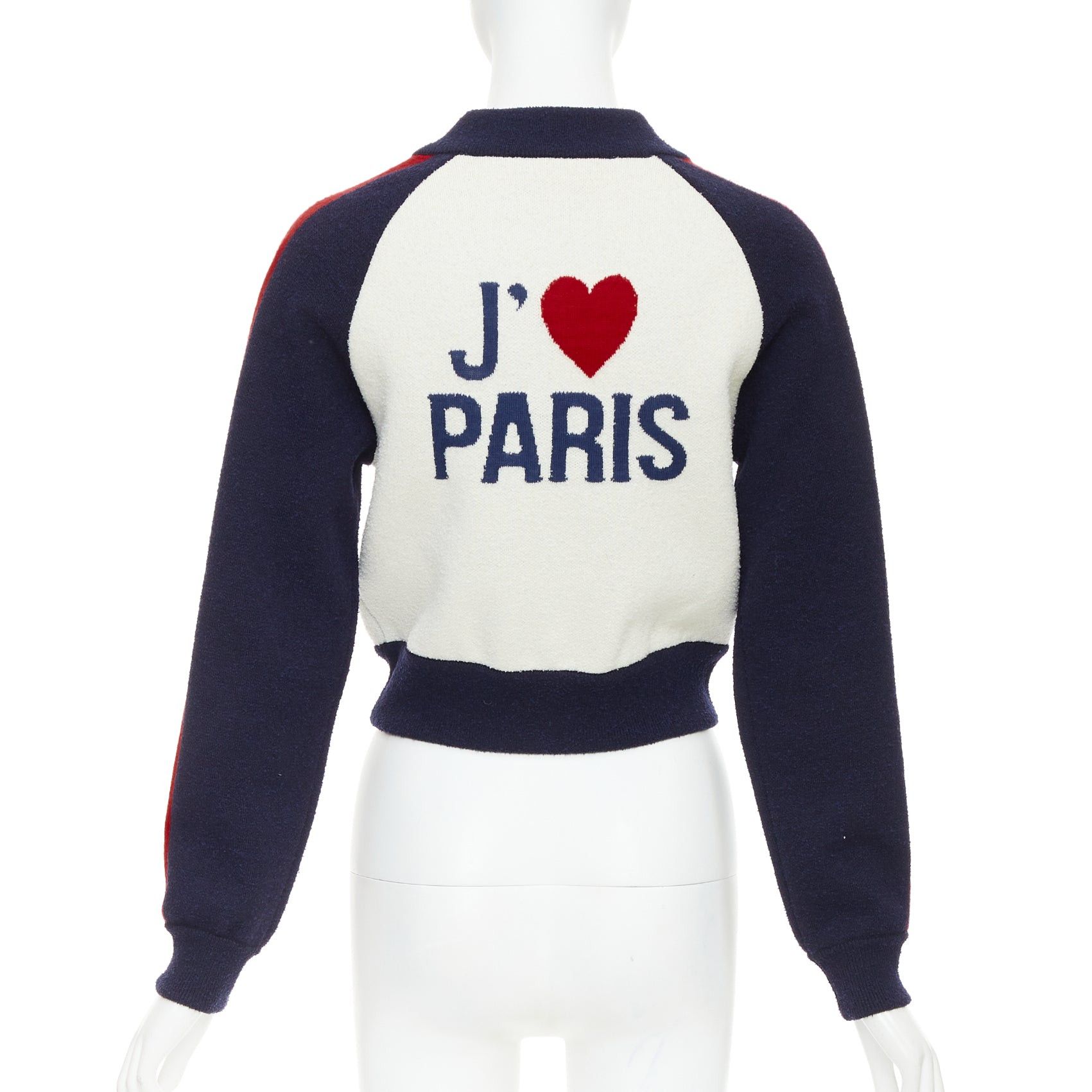 CHRISTIAN DIOR 2021 I Love Paris wool cropped track jacket zip  