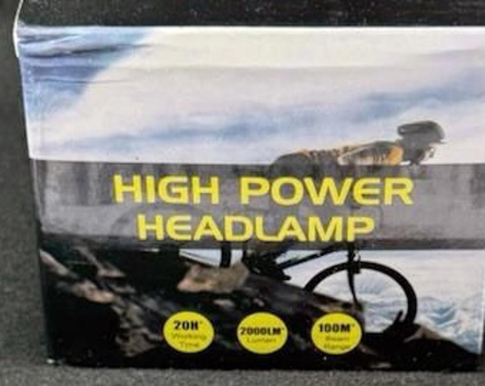 The Unbranded Brand High Power LED Headlamp Black 200m Range 2 Batteries & Charg Size ONE SIZE - 1 Thumbnail
