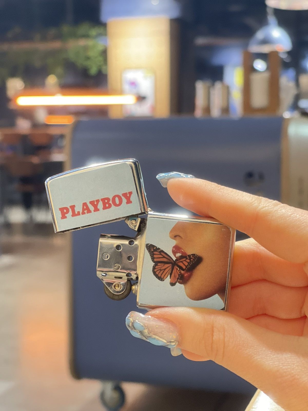 Japanese Brand × Playboy × Vintage Playboy 00s blue Butterfly lighter Y2K style Size ONE SIZE - 3 Thumbnail