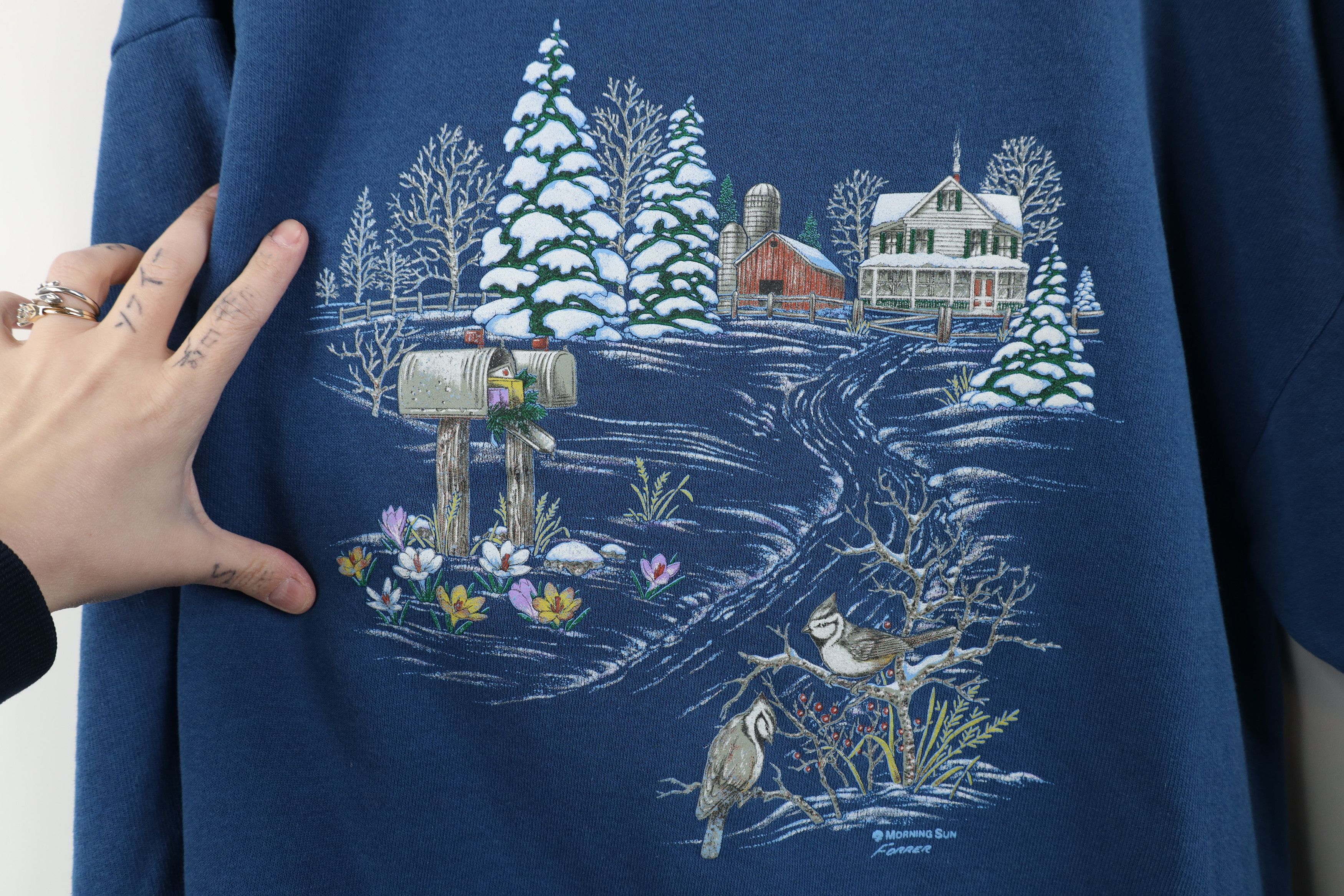 Vintage Vintage 90s Streetwear Winter Farmhouse Bird Sweatshirt USA Size L / US 10 / IT 46 - 4 Thumbnail