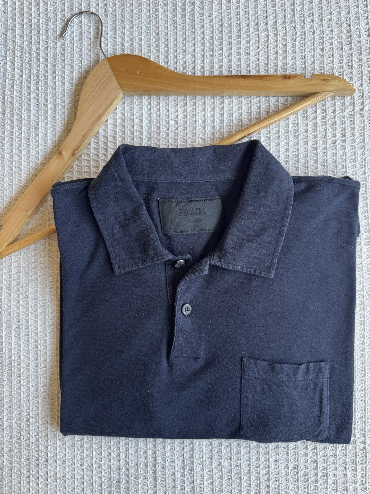 Prada Last Drop🔥Rare🔥Vintage PRADA Milano Polo Shirt Dark Blue Size US L / EU 52-54 / 3 - 6 Thumbnail