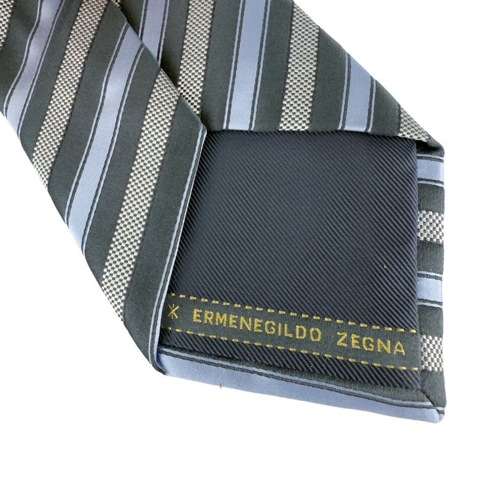 Ermenegildo Zegna NWOT ERMENEGILDO ZEGNA Blue Black Stripe Tie L 59" W 3.5" Size ONE SIZE - 3 Thumbnail