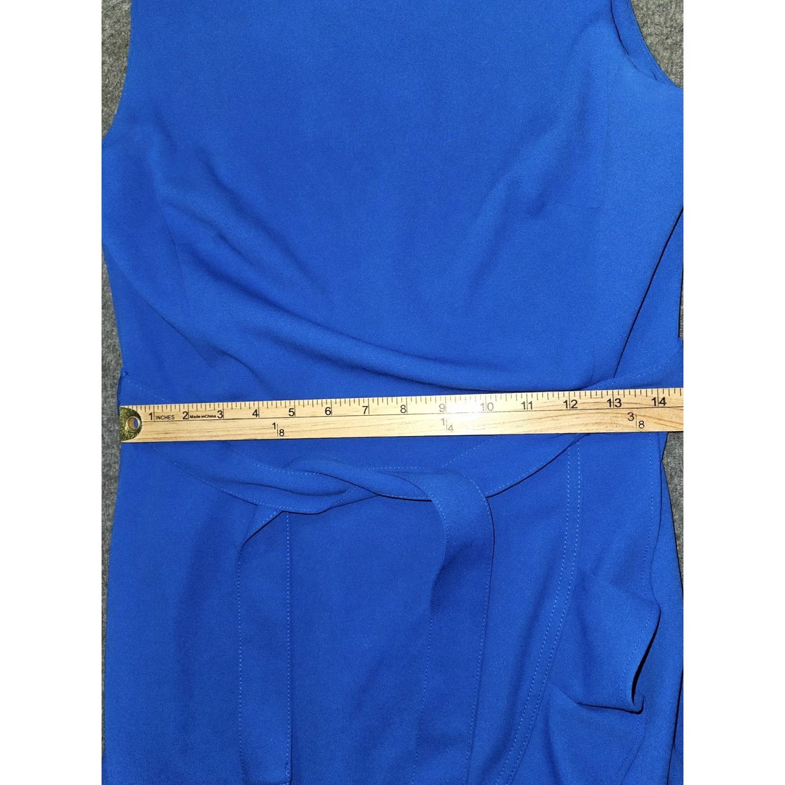 Calvin Klein Calvin Klein Dress Womens 8 Blue Sleeveless Ruffle Hem Belted Sheath Midi Elegant Size M / US 6-8 / IT 42-44 - 4 Thumbnail