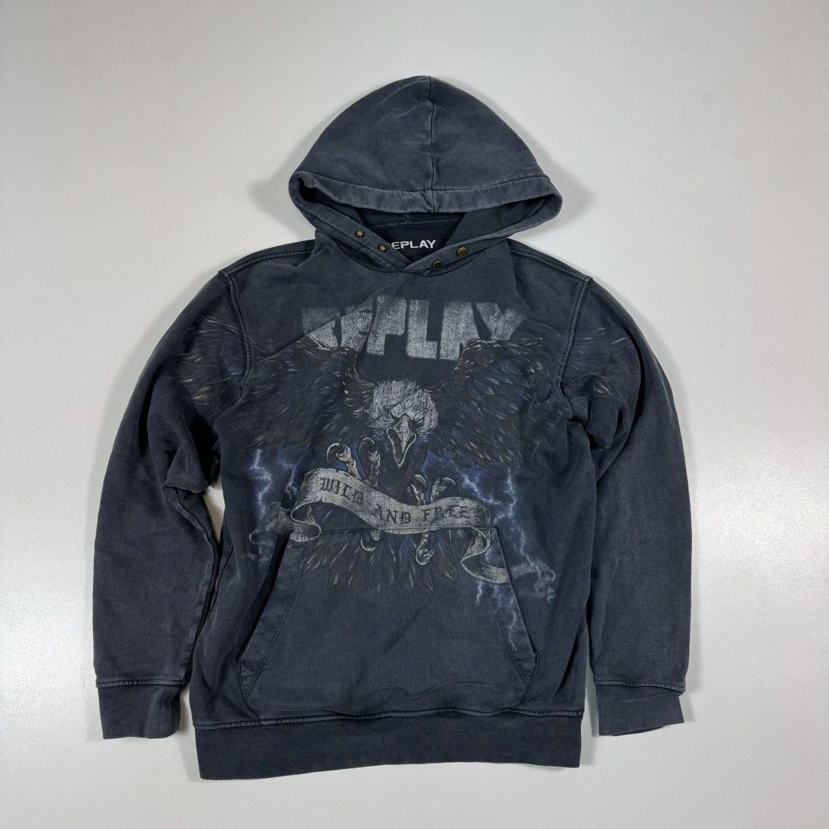 Replay × Vintage vintage 90s hoodie zip replay with a big eagle Size US S / EU 44-46 / 1 - 1 Thumbnail