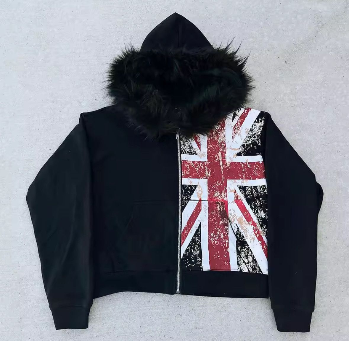 Other Fashion Punk Y2K Retro Ins Fur Collar Zipper Hoodies Size US XL / EU 56 / 4 - 1 Thumbnail