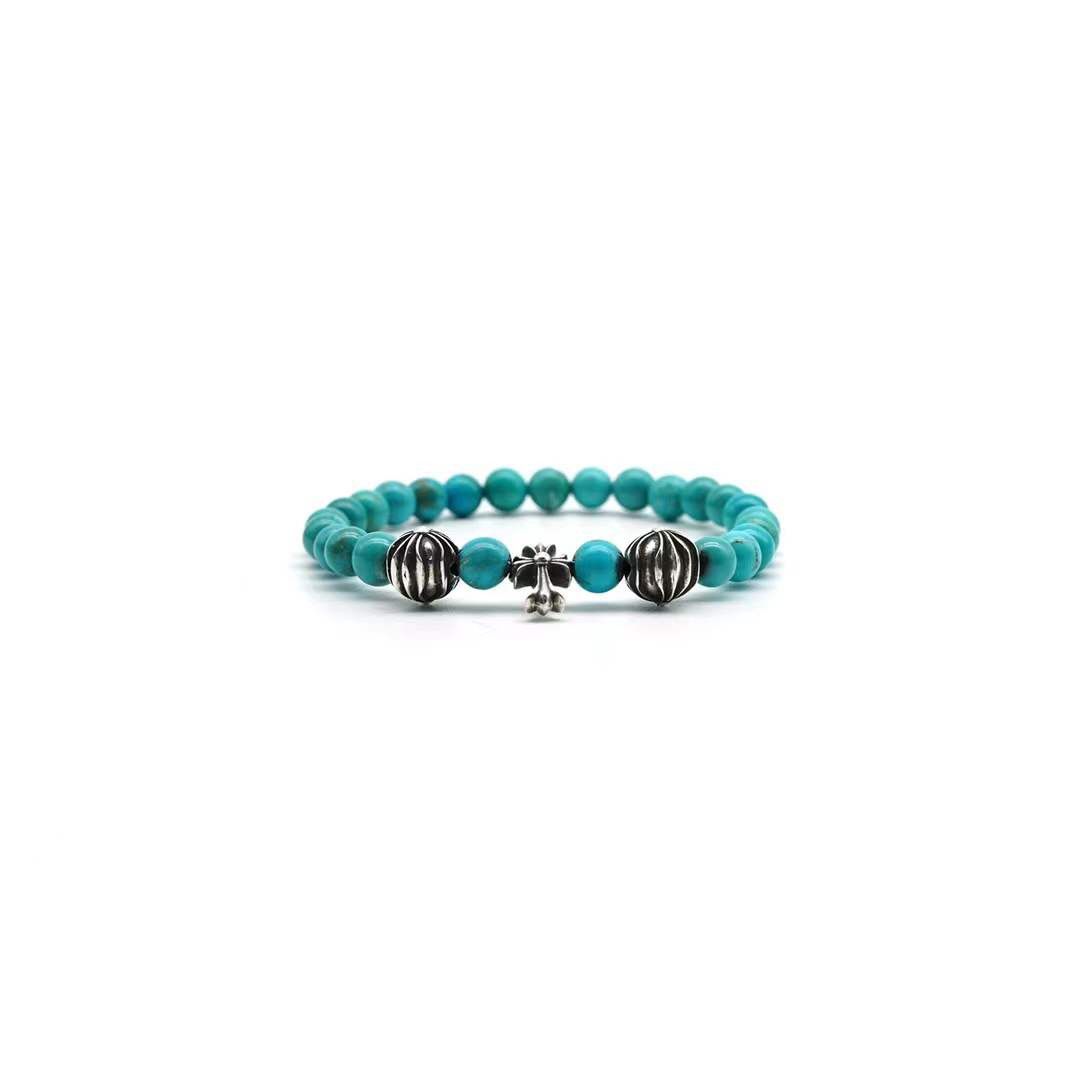 Chrome Hearts Chrome Hearts 6mm Turquoise Silver Cross Beaded Bracelet Size ONE SIZE - 3 Thumbnail