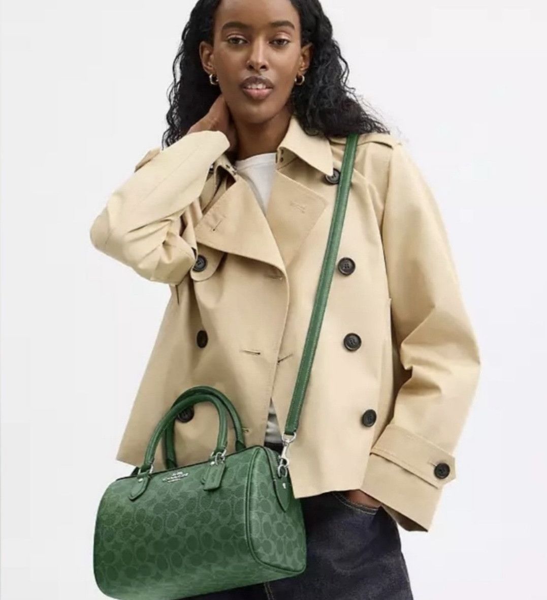 Coach NWT Coach Medium Rowan Satchel Bag In Signature Canvas CV961 Size ONE SIZE - 9 Thumbnail
