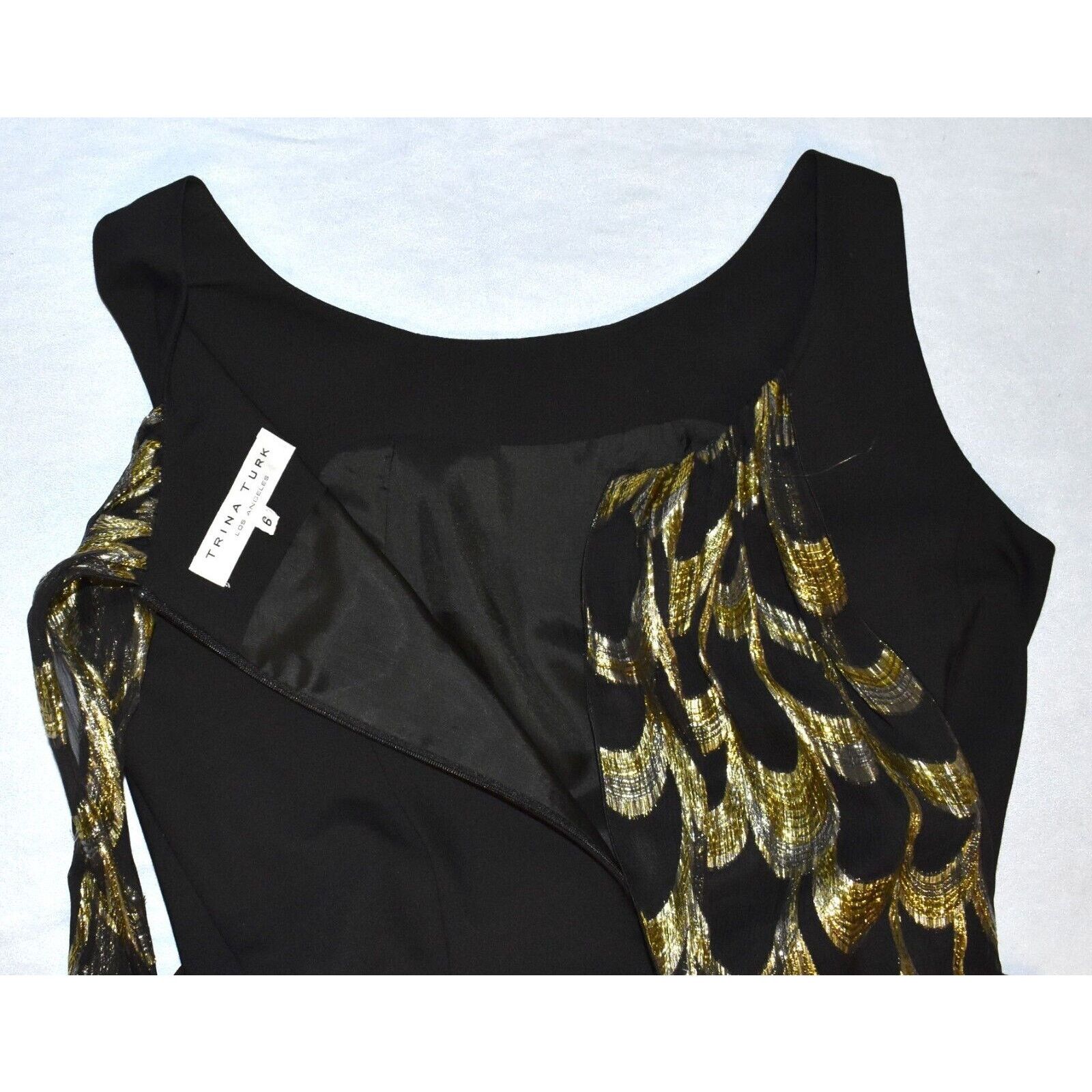 Trina Turk TRINA TURK Silk Chiffon Gold Metallic Back Sheath Dress Sz 6 Size M / US 6-8 / IT 42-44 - 5 Thumbnail