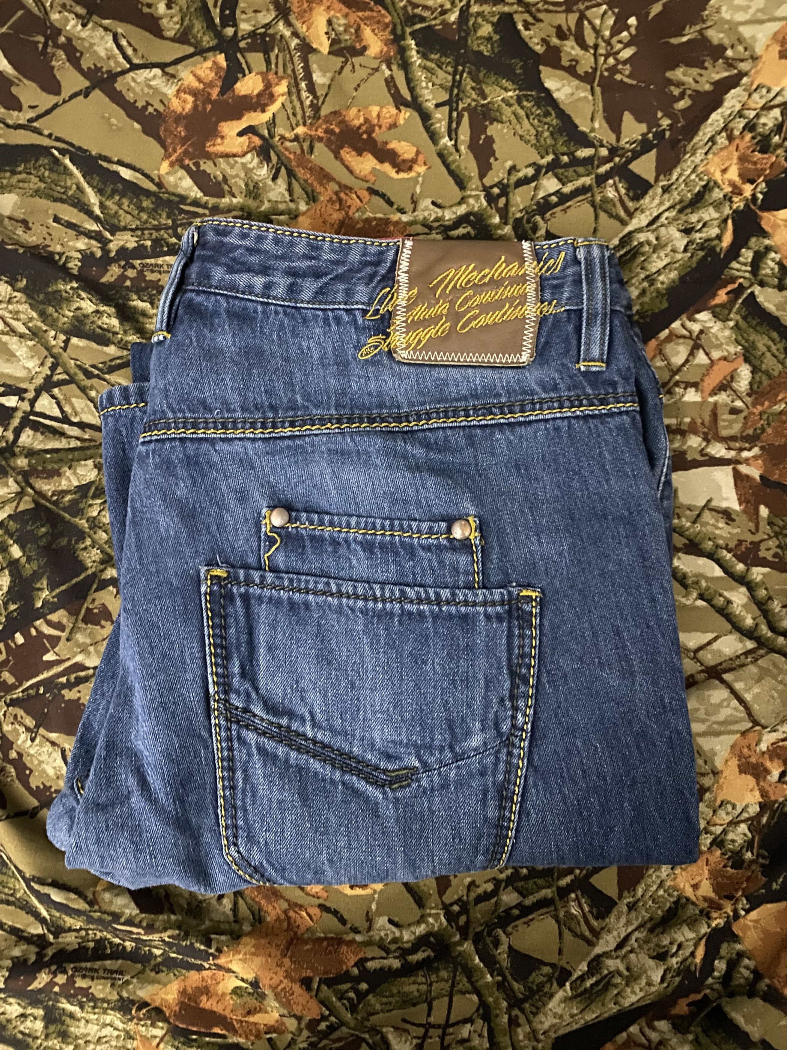 Live Mechanics LIVE MECHANICS DISTRESSED PATCH JEANS Size US 40 / EU 56 - 1 Thumbnail