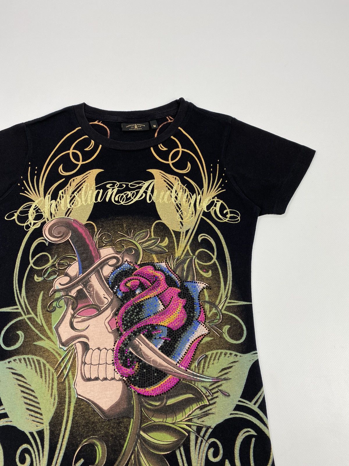 Christian Audigier 🔥LASTDROP🔥 Y2K Christian Audigier Skull Rhinestones T-shirt Size M / US 6-8 / IT 42-44 - 4 Thumbnail