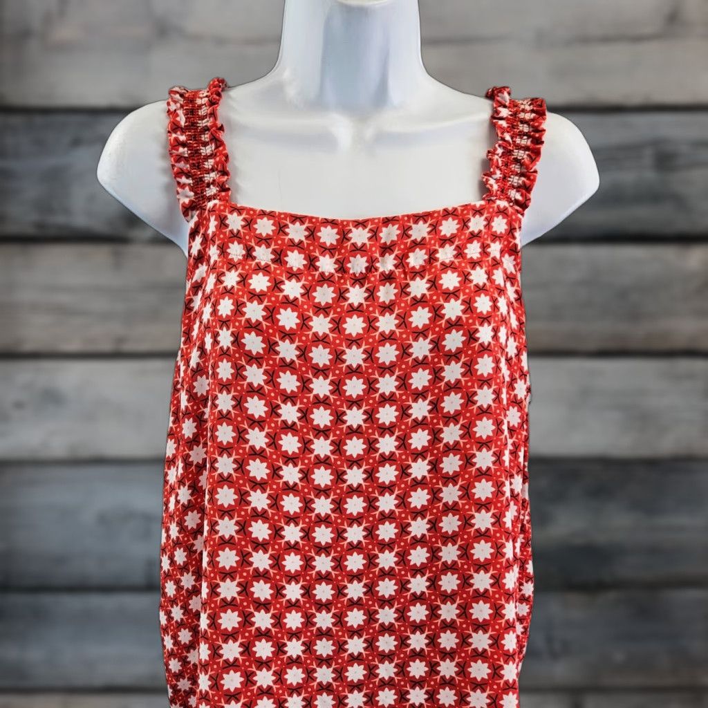Loft VINTAGE? Ann Taylor LOFT Womens Printed Top Sz Medium Red White Sleeveless Size M / US 6-8 / IT 42-44 - 1 Thumbnail