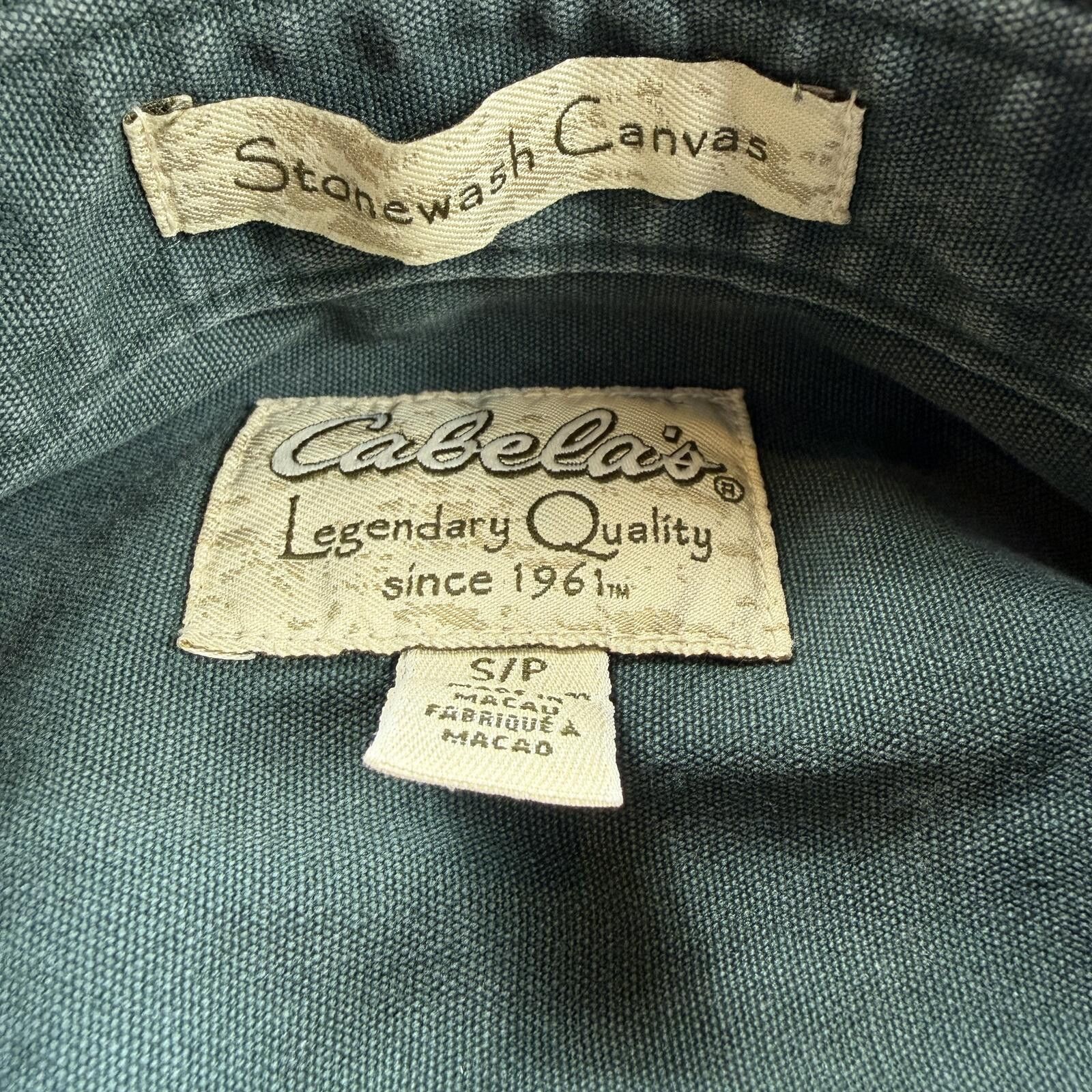 Cabelas Vintage Cabelas Stonewash Canvas Work Shirt Green Button Up Size US S / EU 44-46 / 1 - 4 Thumbnail